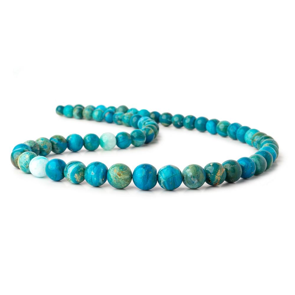 5-10mm Blue Peruvian Opalina Plain Round Beads 18 inch 60 pieces 1mm Hole - Beadsofcambay.com