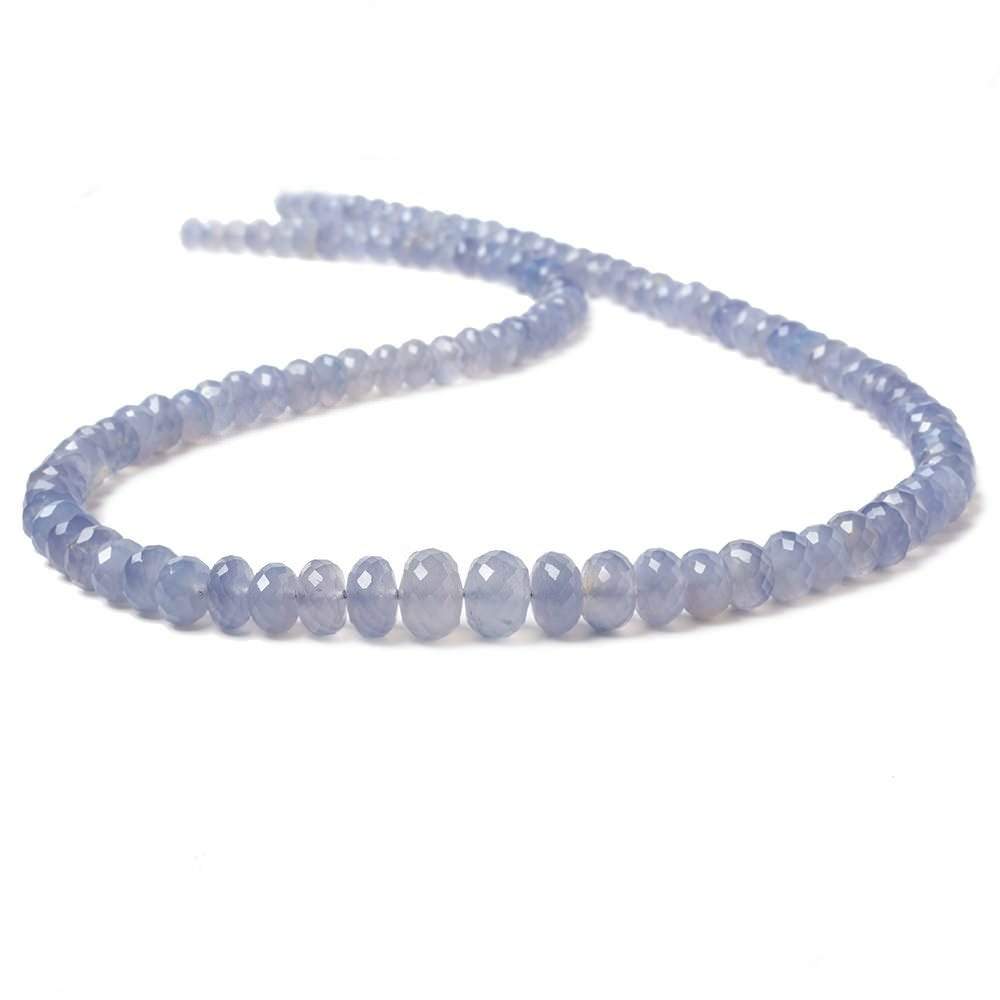 5-10mm Namibian Blue Chalcedony faceted rondelles 19 inch 112 beads AA - Beadsofcambay.com