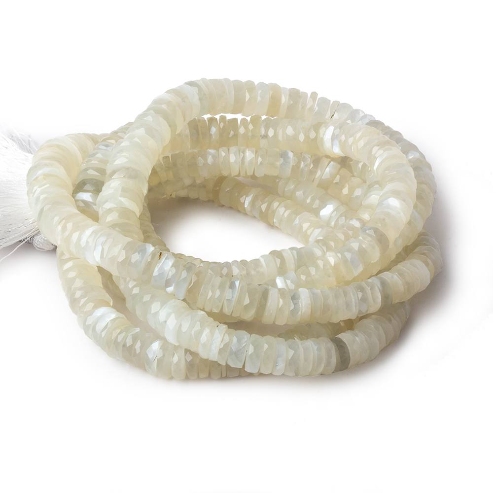 5-10mm White Moonstone faceted rondelle beads 15.5 inch 170 pieces - Beadsofcambay.com