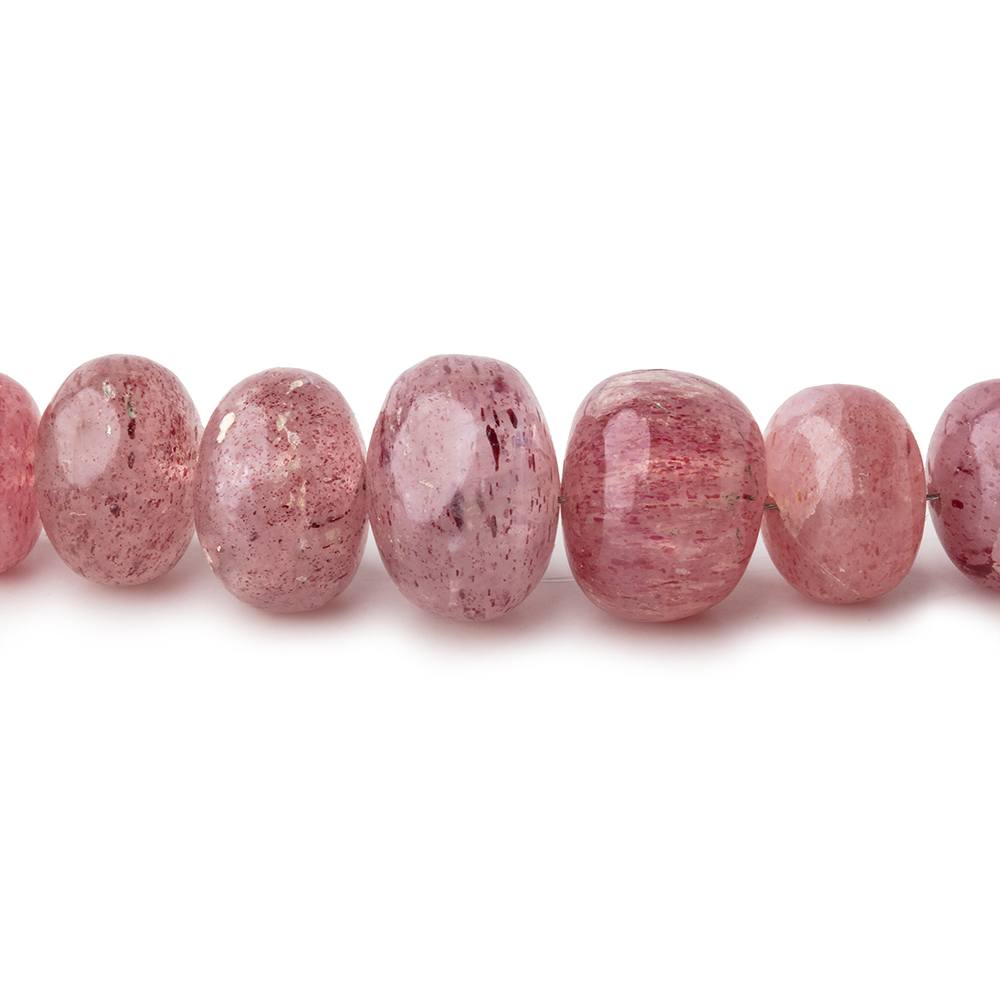 5-12.5mm Strawberry Quartz Plain Rondelle Beads 18 inch 88 pieces - Beadsofcambay.com