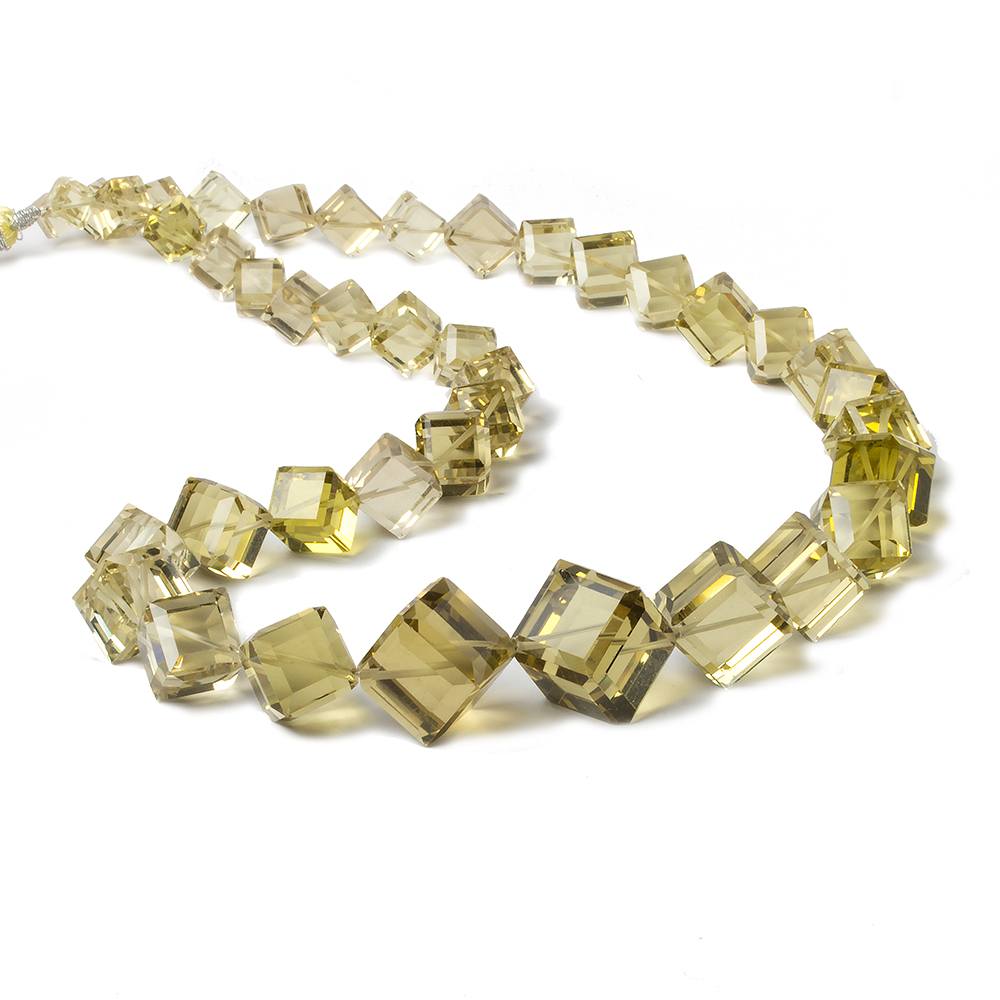 5-14mm Lemon Quartz Beveled Edge Cube beads 19 inch 41 pieces - Beadsofcambay.com