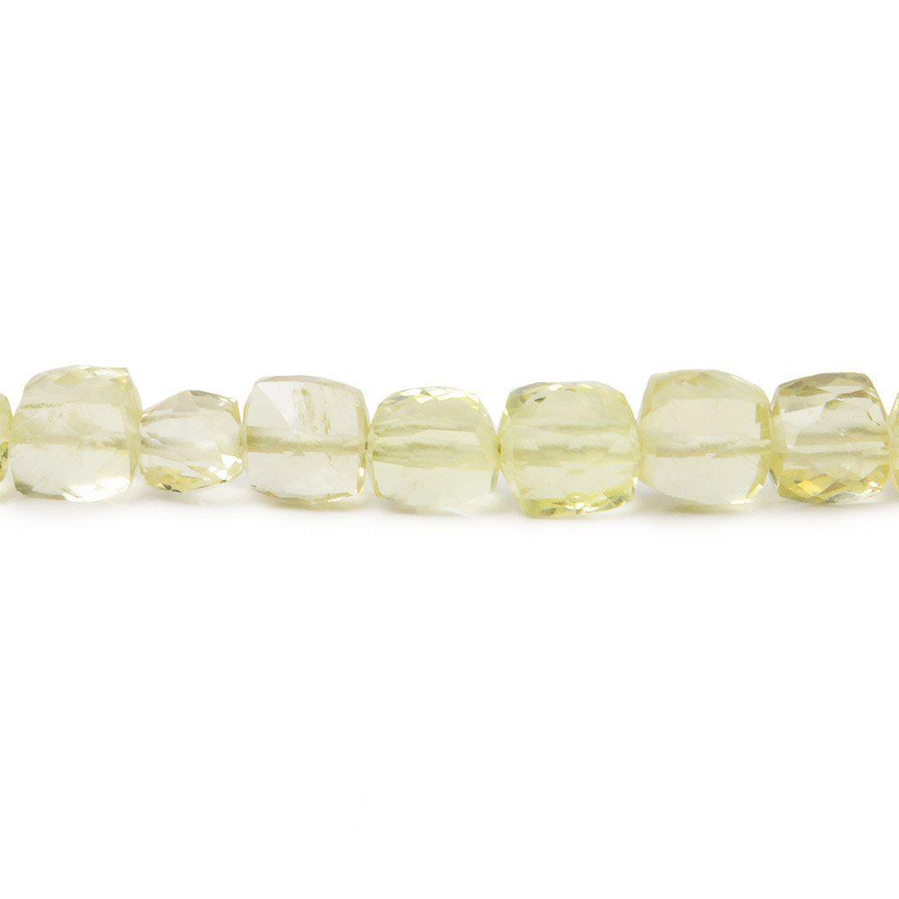 5-5.5mm Lemon Quartz Faceted Cube 8 inch 40 pieces - Beadsofcambay.com