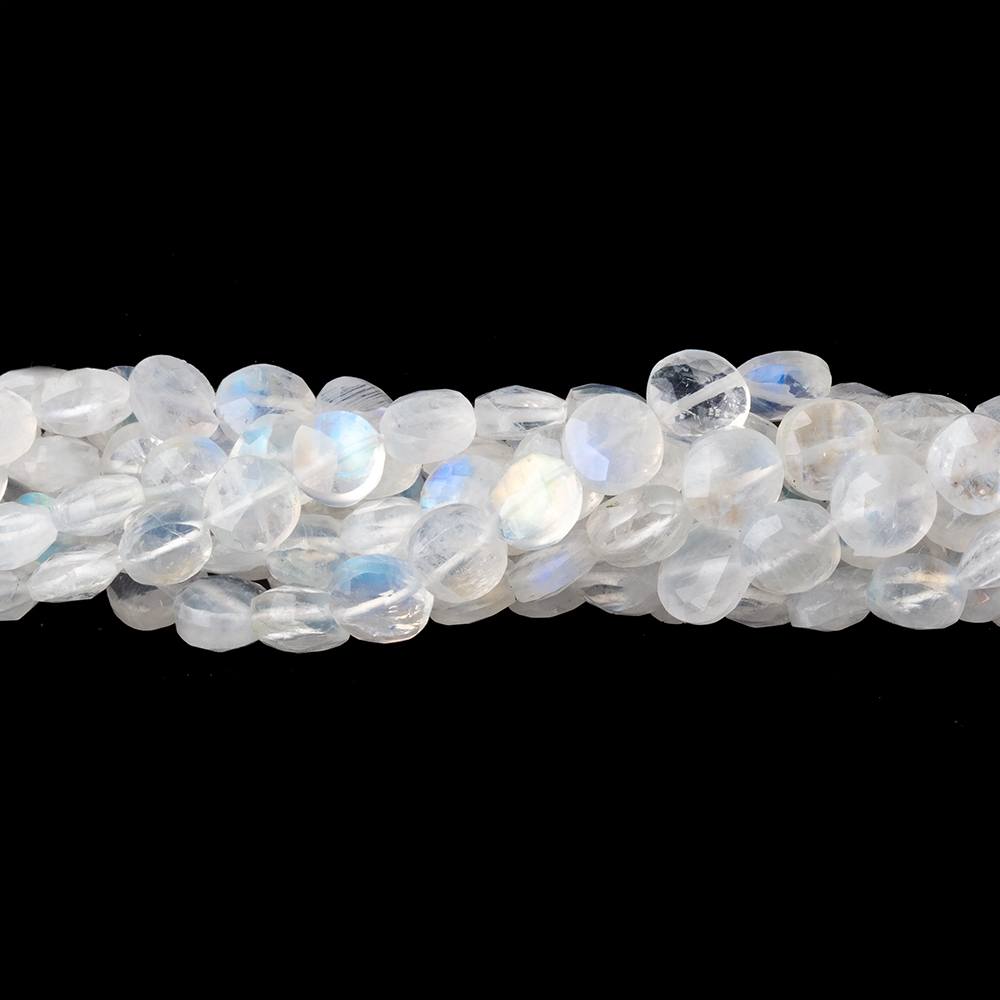 5-5.5mm Rainbow Moonstone Faceted Coin Beads 15.5 inch 68 pieces - Beadsofcambay.com