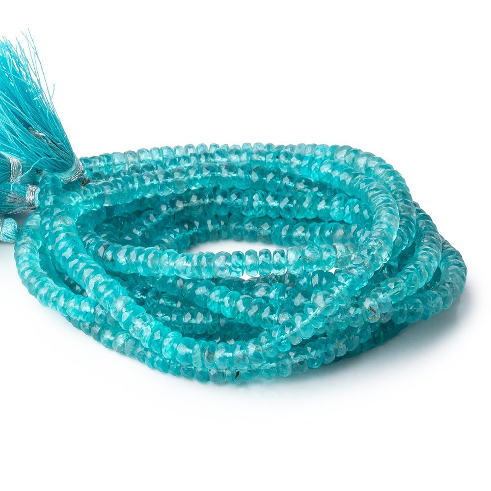 5-6.5mm Caribbean Blue Apatite Faceted Rondelle Beads 16 inch 136 pieces AA - Beadsofcambay.com