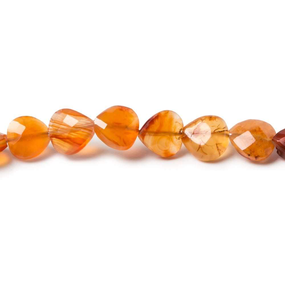5-6mm Carnelian Straight Drilled Faceted Heart Beads 15 inch 64 pieces - Beadsofcambay.com