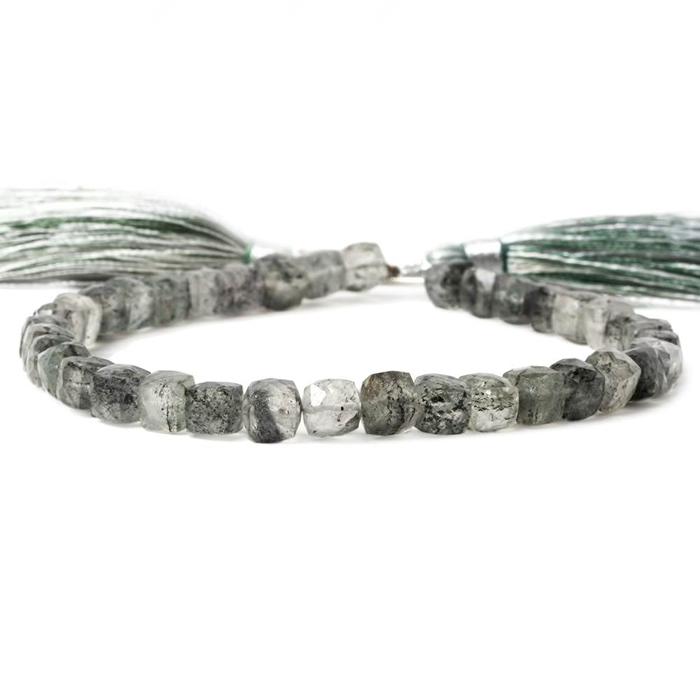 5-6mm Chlorite in Quartz faceted cubes 8 inch 37 Beads - Beadsofcambay.com