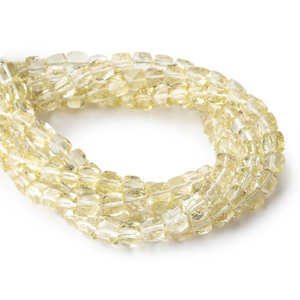 5-6mm Lemon Quartz Faceted Cube Beads 8.25 inch 36 pieces - Beadsofcambay.com