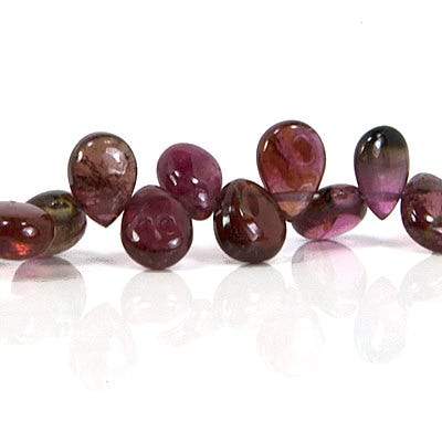 5-6mm Multi Color Afghani Tourmaline Plain Pear - Beadsofcambay.com