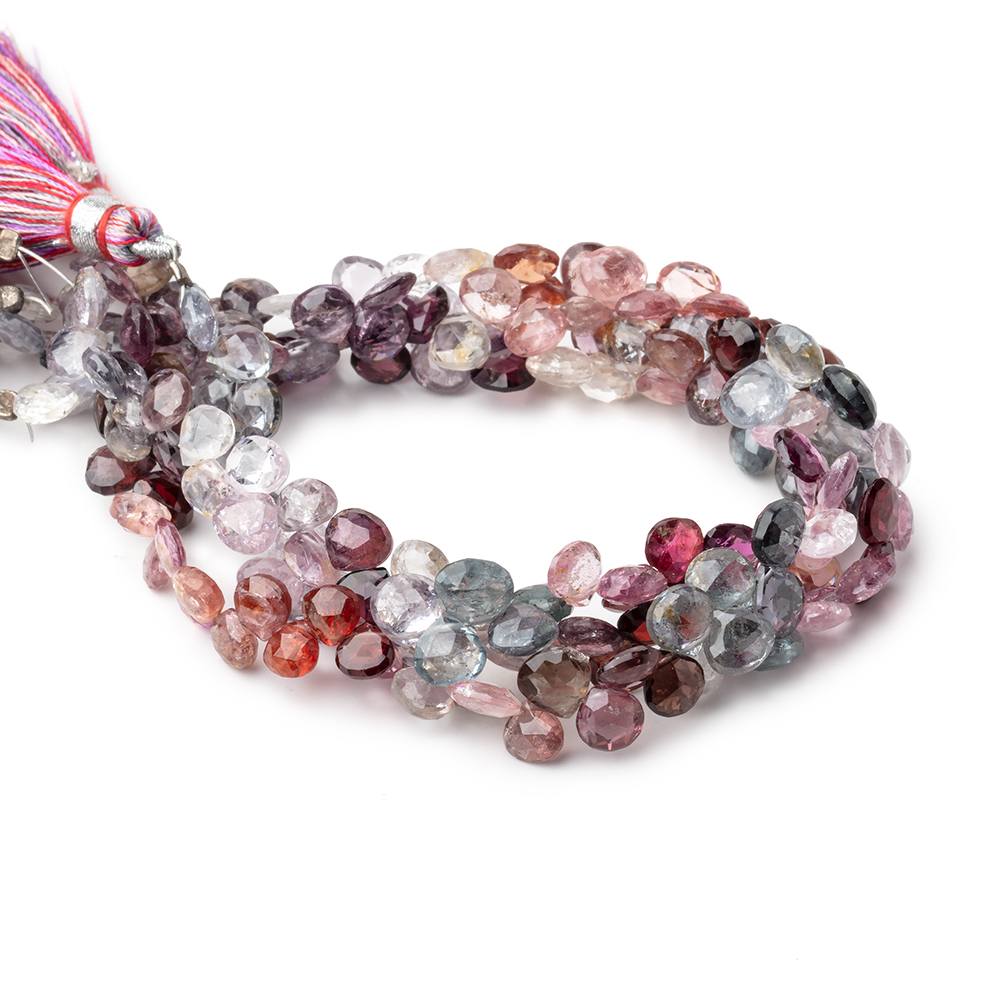 5-6mm Multi Color Spinel Faceted Heart Beads 8 inch 64 pieces - Beadsofcambay.com