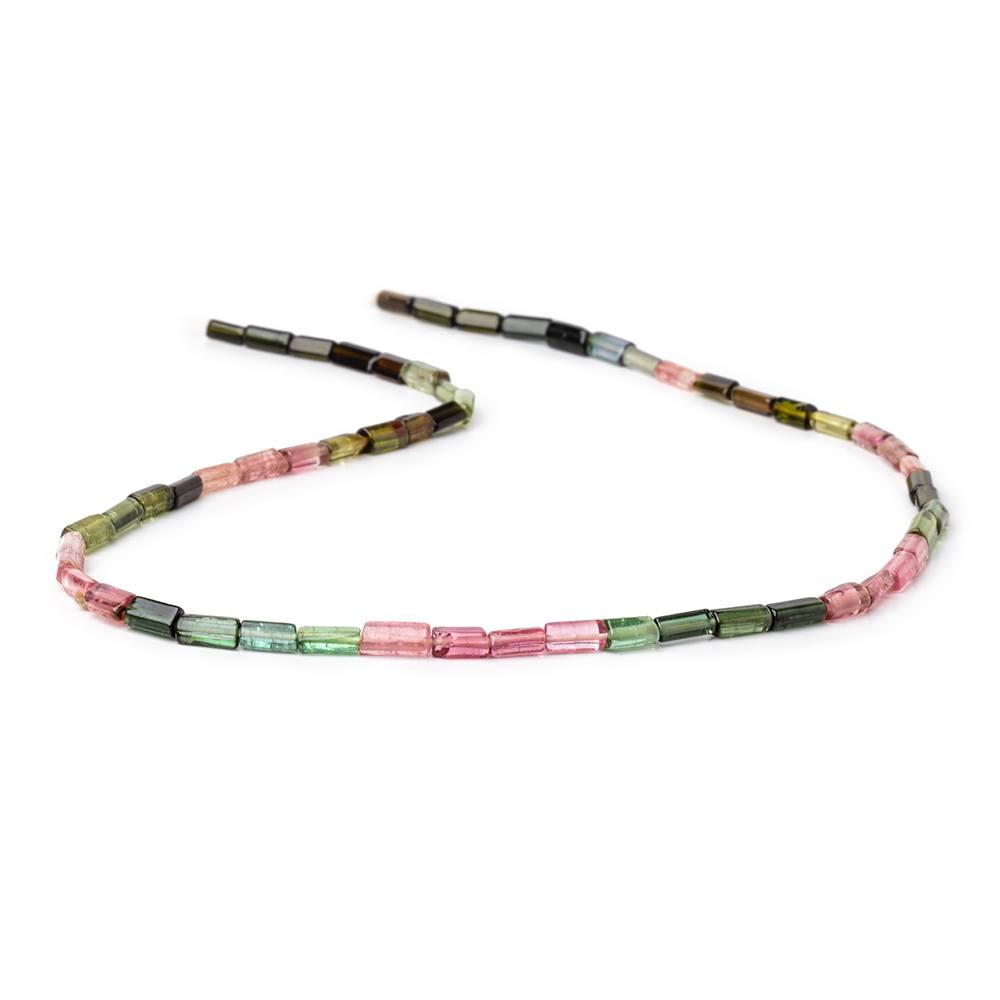 5-6mm Multi Color Tourmaline Plain Tube Beads 14 inch 57 pieces - Beadsofcambay.com