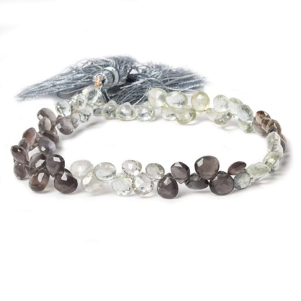 5-6mm Multi-tonal Silimanite Heart Briolette 8 inch 66 pieces - Beadsofcambay.com