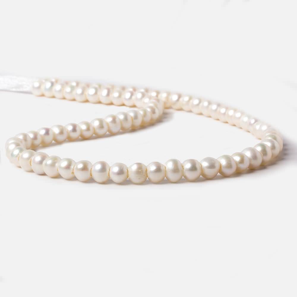 5-6mm Off White Off Round 2.5mm Large Hole Pearls 15 inch 78 pieces - Beadsofcambay.com