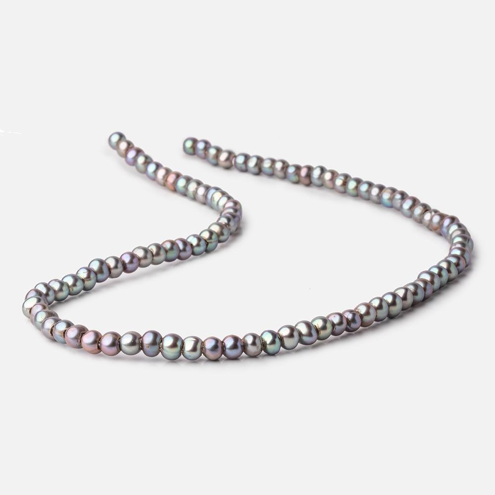 5-6mm Pistachio Silver Off Round 2.5mm Large Hole Pearls 95 Beads - Beadsofcambay.com