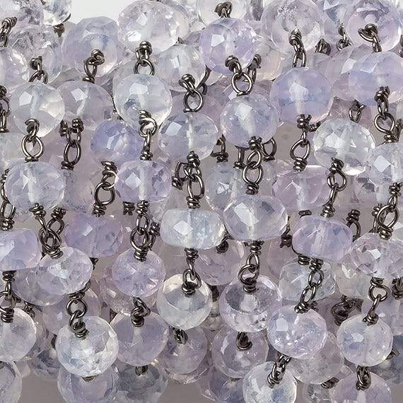 5-6mm Violet Scapolite faceted rondelle Black Gold .925 Chain by the foot 35 beads - Beadsofcambay.com