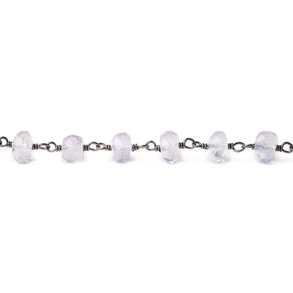 5-6mm Violet Scapolite faceted rondelle Black Gold .925 Chain by the foot 35 beads - Beadsofcambay.com