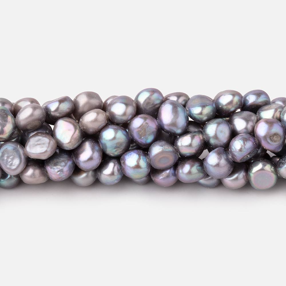 5-6mm Violet Silver Side Drill Baroque Freshwater Pearls 16 inch 82 Beads - Beadsofcambay.com