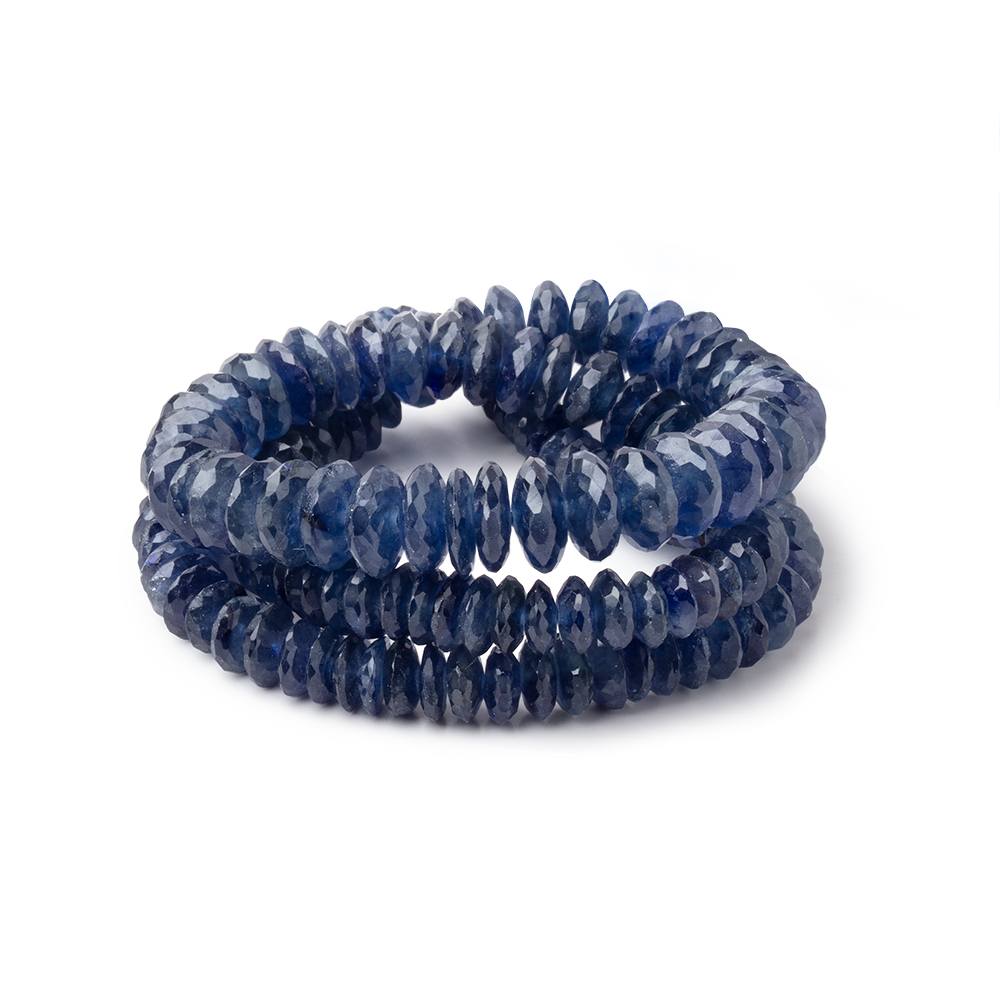 5-8.5mm Blue Sapphire German Faceted Rondelles 16 inch 162 Beads - Beadsofcambay.com