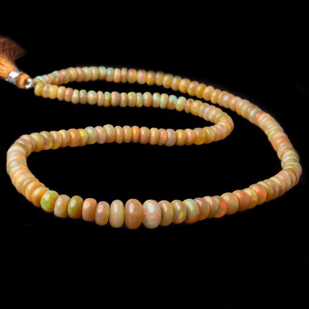 5-8.5mm Dark Golden Ethiopian Opal smooth rondelle beads 18 inch 136 pieces - Beadsofcambay.com