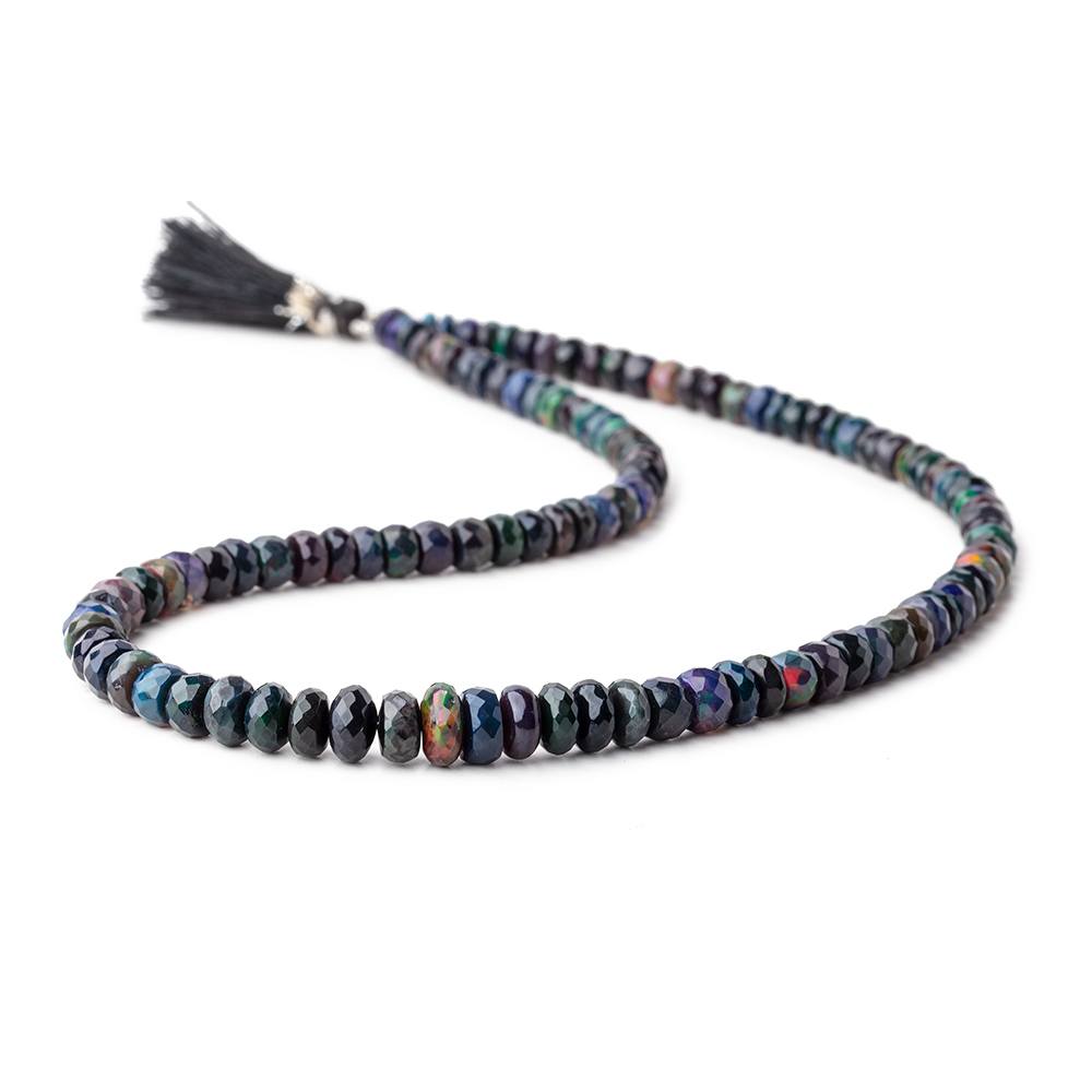 5-8mm Ethiopian Wollo Black Opal faceted rondelles 16 inch 110 pieces AA - Beadsofcambay.com