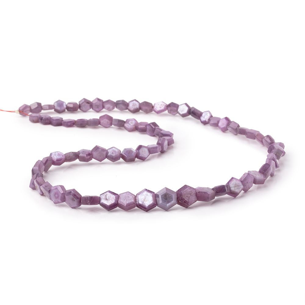 5-8mm Natural Star Ruby Bevel Faceted Hexagonal Beads 17 inch 69 pieces AA - Beadsofcambay.com