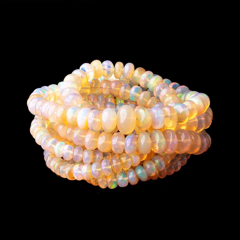 5-9mm Golden Ethiopian Opal Plain Rondelle Beads 16 inch 115 pieces AA - Beadsofcambay.com