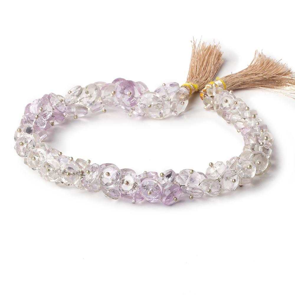 5-9mm Pink Amethyst & Crystal Quartz faceted rondelles on headpins 8 inch - Beadsofcambay.com