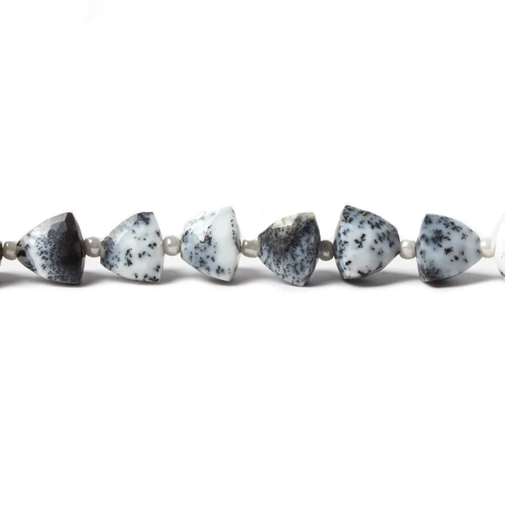 5.3x5-6.3x6mm Dendritic Opal Straight Drilled Faceted Trillion 7 inch 24 beads - Beadsofcambay.com