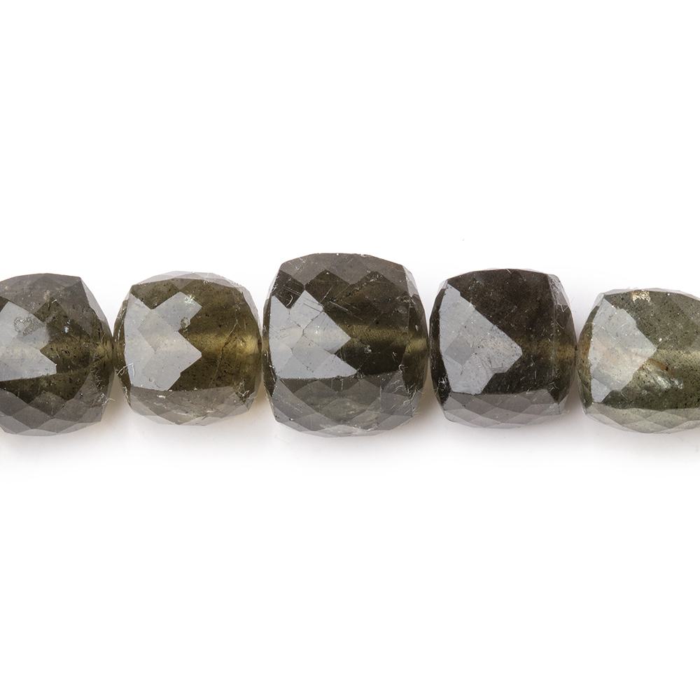 5.5-10.5mm Moss Aquamarine Faceted Cube Beads 8.5 inch 30 pieces - Beadsofcambay.com