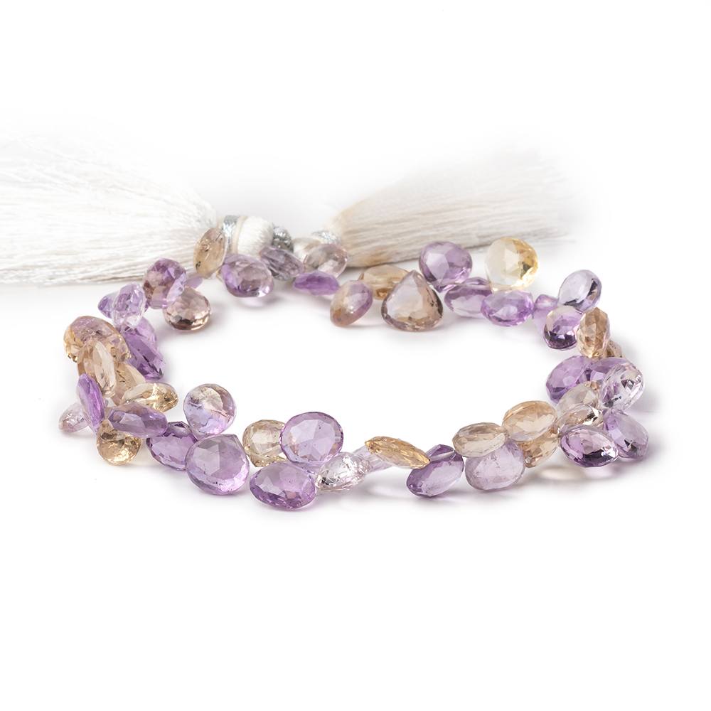 5.5-6.5mm Ametrine Faceted Heart Beads 8 inch 55 pieces - Beadsofcambay.com