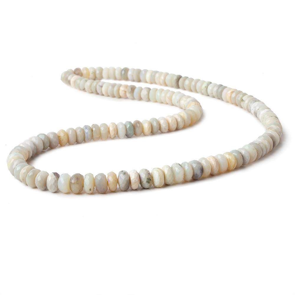 5.5-6.5mm Beige Grey Australian Opal faceted rondelles 18 inch 130 beads - Beadsofcambay.com