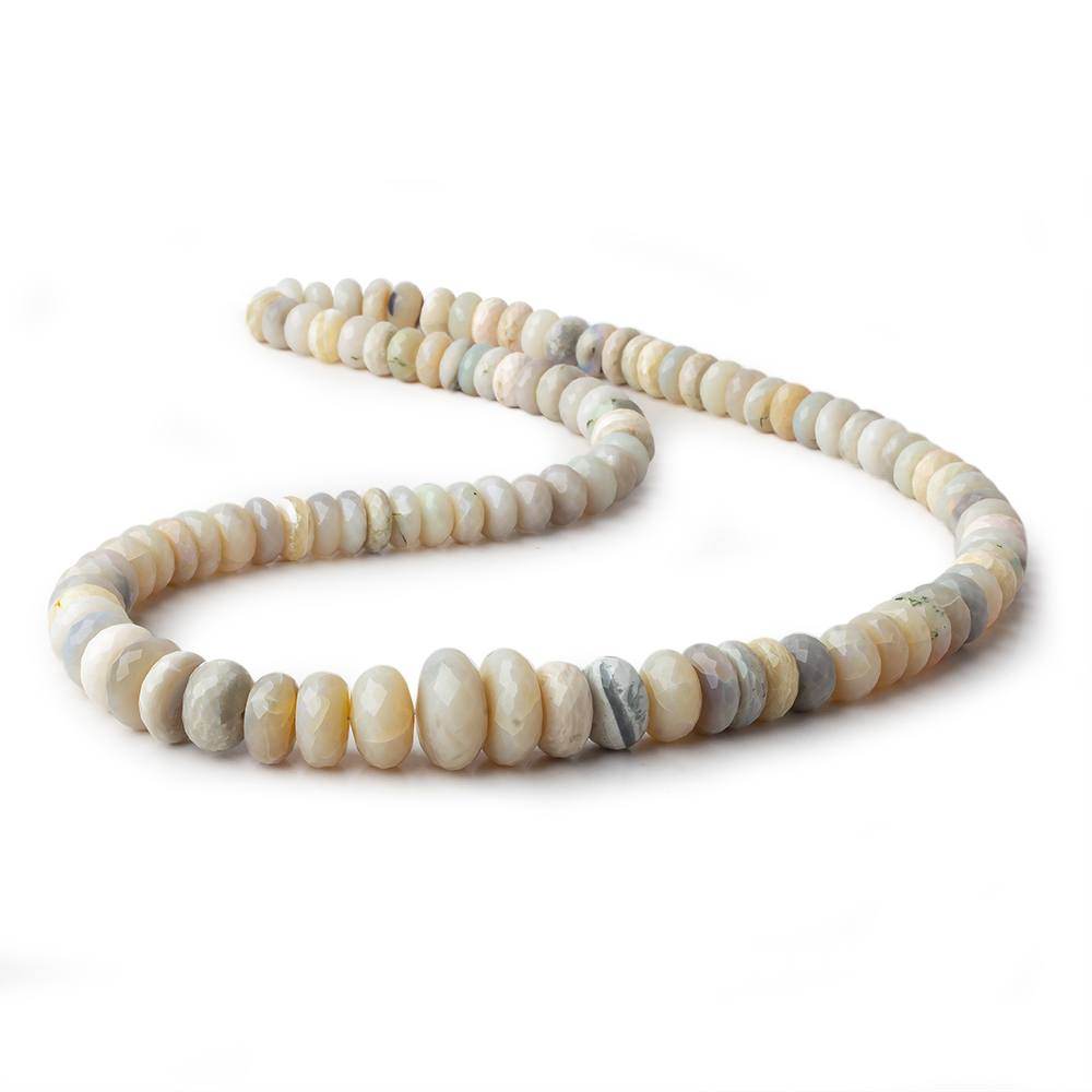 5.5-6.5mm Beige Grey Australian Opal faceted rondelles 18 inch 130 beads - Beadsofcambay.com