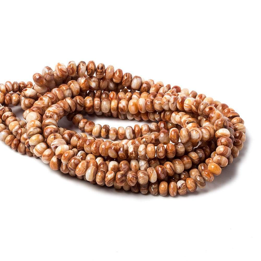 5.5-6.5mm Dark Orange & Brown Fire Opal plain rondelles 17 inch 118 beads - Beadsofcambay.com