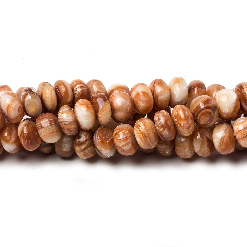 5.5-6.5mm Dark Orange & Brown Fire Opal plain rondelles 17 inch 118 beads - Beadsofcambay.com