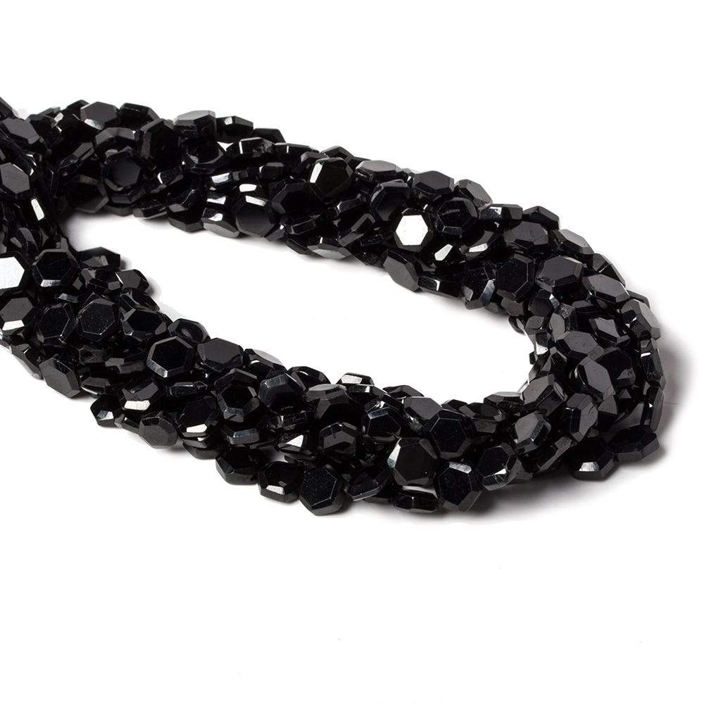 5.5-6mm Black Spinel bezel faceted hexagon beads 13 inch 50 pieces - Beadsofcambay.com