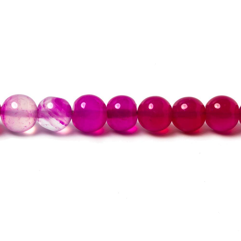 5.5-6mm Fuchsia Hot Pink Chalcedony Plain Round Beads 8 inch 38 pieces - Beadsofcambay.com