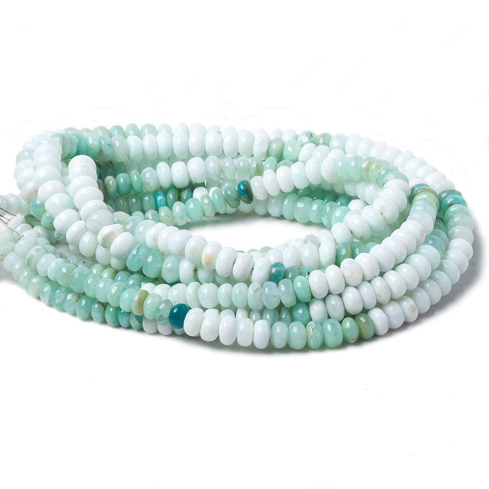 5.5-7mm Mint Blue Peruvian Opal plain rondelle beads 18 inch 128 pieces AA - Beadsofcambay.com