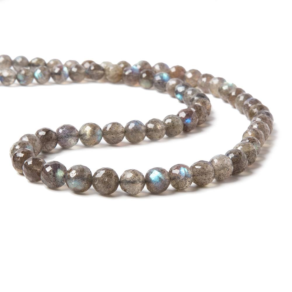 5.5-8mm Labradorite faceted round beads 17 inch 66 pieces - Beadsofcambay.com