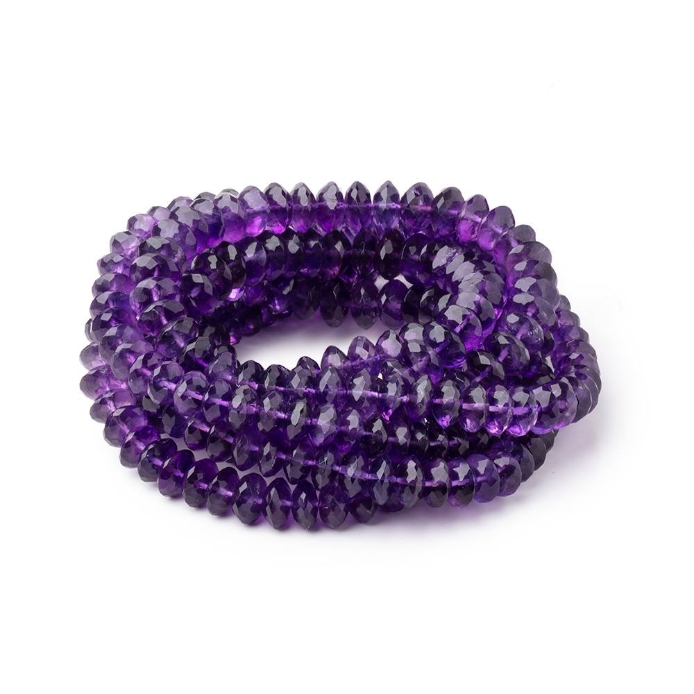 5.5-9mm Amethyst German Faceted Rondelles 16 inch 85 Beads - Beadsofcambay.com