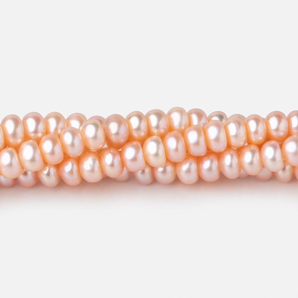 5.5mm Peach Button Freshwater Pearl Beads 15.5 inch 106 pieces - Beadsofcambay.com