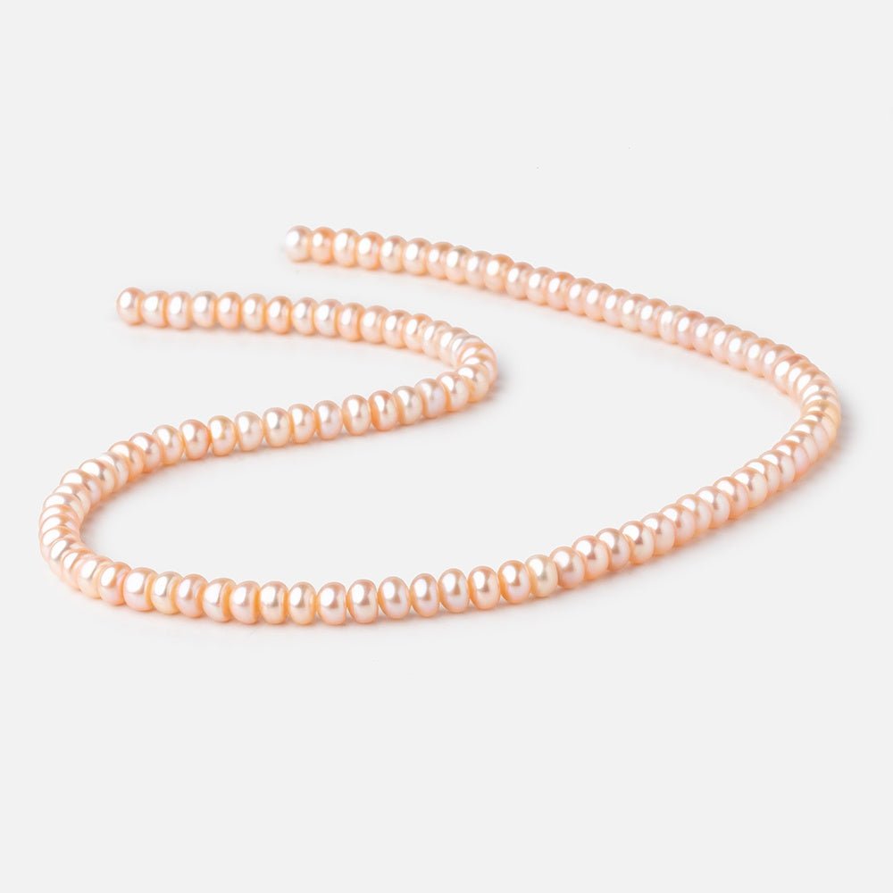 5.5mm Peach Button Freshwater Pearl Beads 15.5 inch 106 pieces - Beadsofcambay.com
