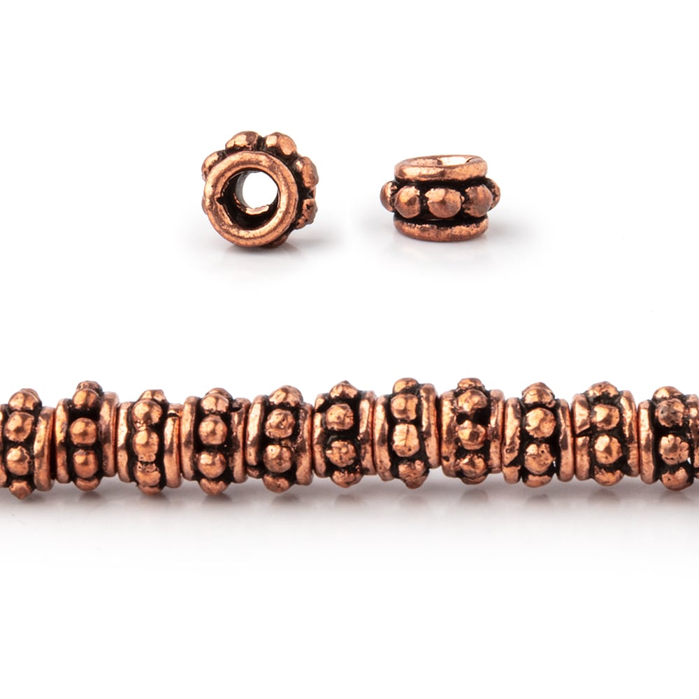 5.5x3mm Antiqued Copper Spacer Beads 8 inch 59 pieces - Beadsofcambay.com