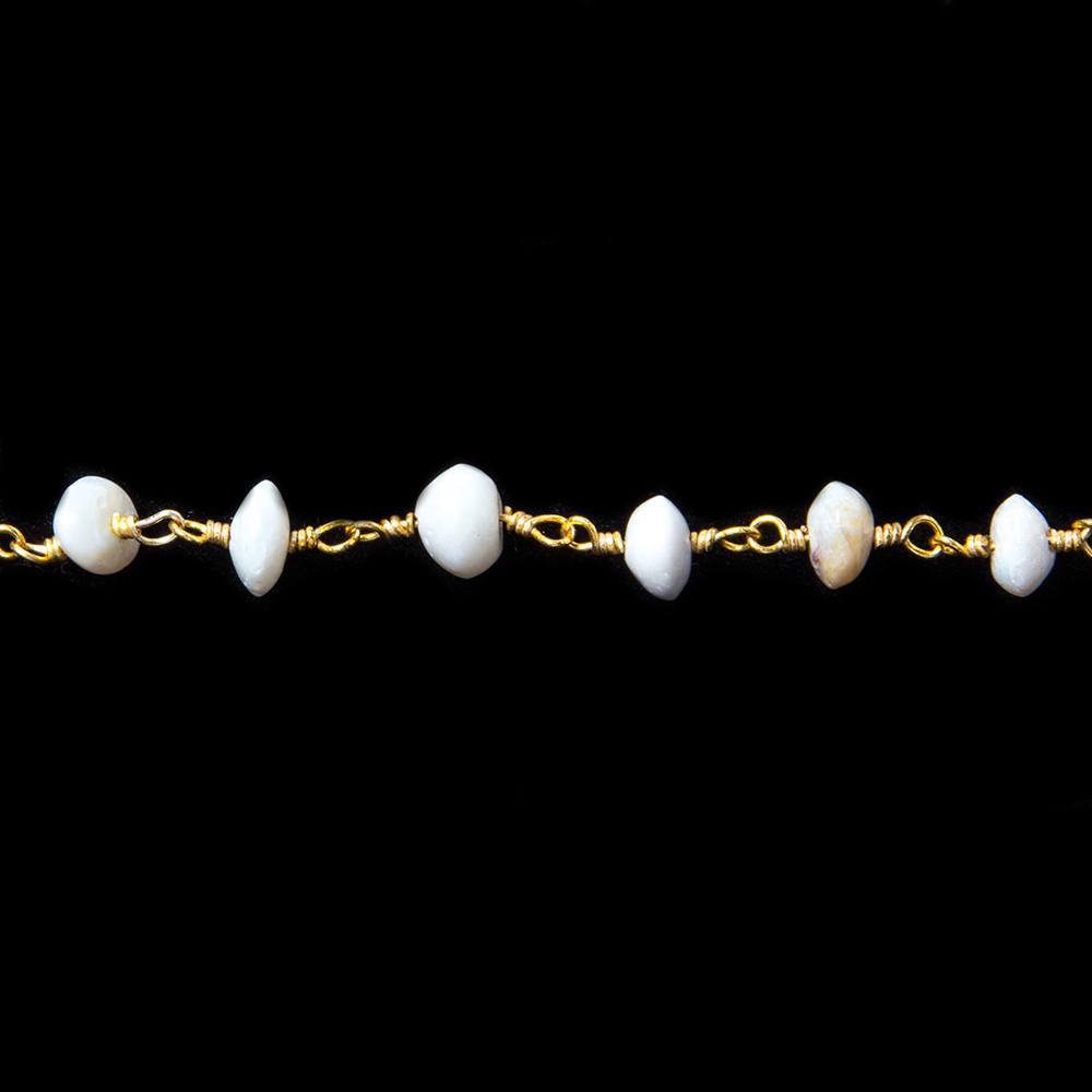 5mm Australian Opal plain rondelle Gold plated Chain by the foot 33 pieces - Beadsofcambay.com