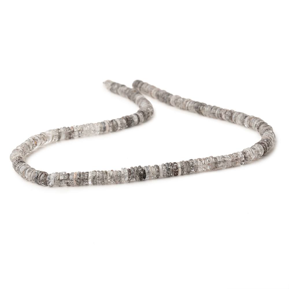 5mm Black Tourmalinated Quartz plain heshi beads 16 inch 270 beads - Beadsofcambay.com