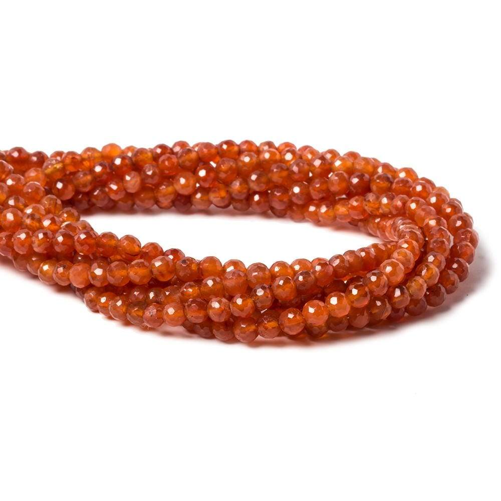 5mm Carnelian Agate Beads Faceted Round 13 inch 75 pieces - Beadsofcambay.com