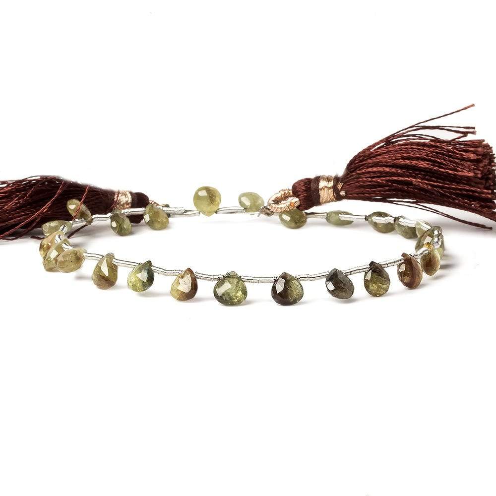 5mm Golden Yellow and Brown Sapphire Heart Briolettes 8 inch 24 pieces - Beadsofcambay.com