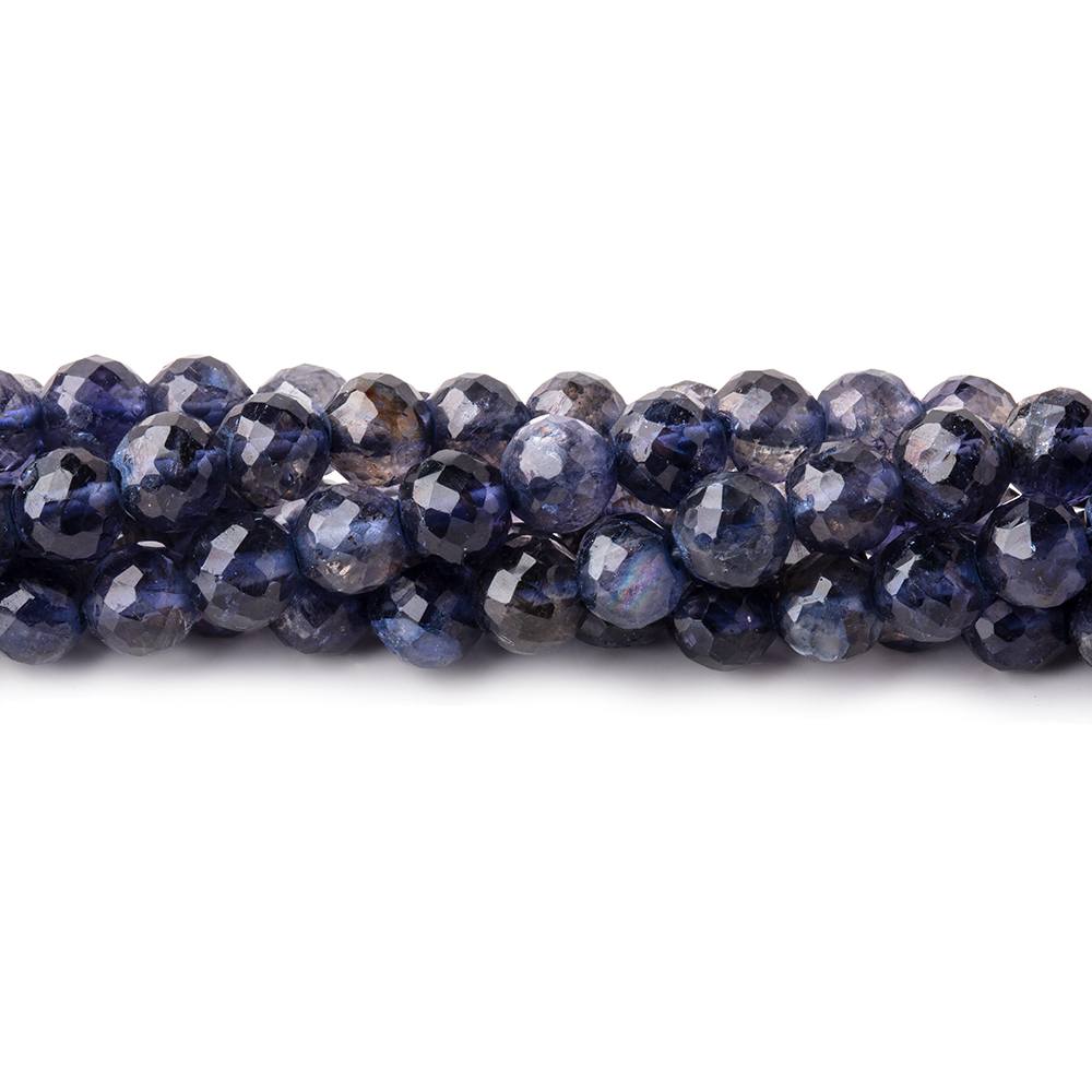 5mm Iolite faceted round beads 12.5 inch 73 pieces AA Grade - Beadsofcambay.com