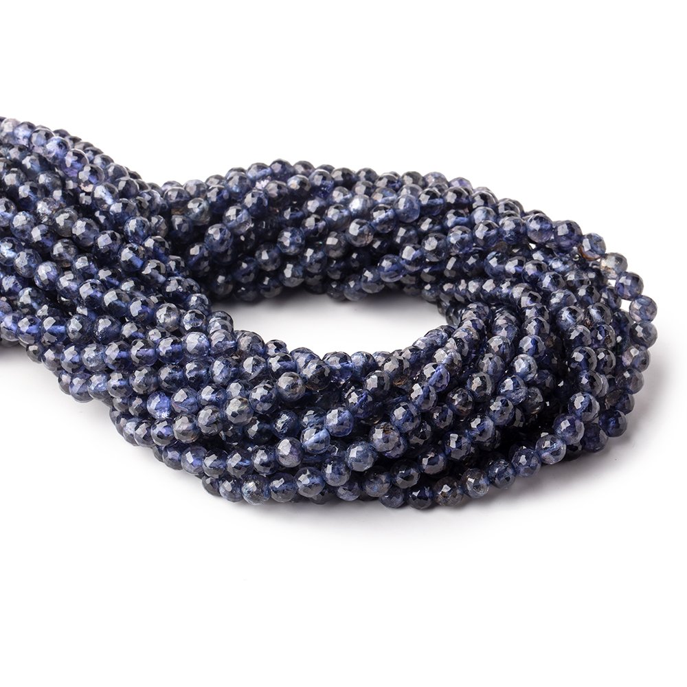 5mm Iolite faceted round beads 12.5 inch 73 pieces AA Grade - Beadsofcambay.com