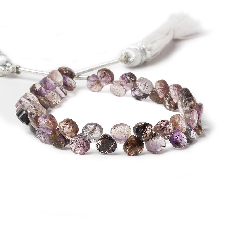 5mm Lepidocrocite faceted petite heart beads 6 inch 50 pieces - Beadsofcambay.com