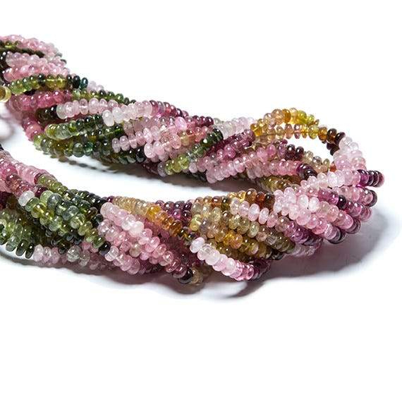 5mm Multi Color Tourmaline plain rondelle beads 18 inch 164 pieces - Beadsofcambay.com