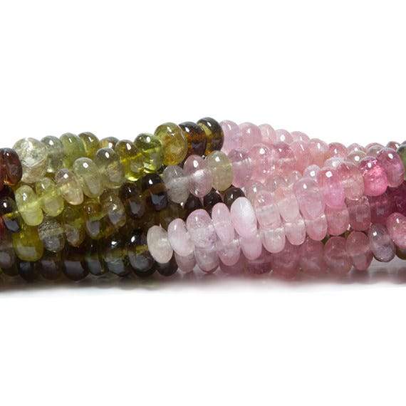 5mm Multi Color Tourmaline plain rondelle beads 18 inch 164 pieces - Beadsofcambay.com